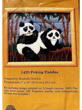 The Creative Circle1987 Embroidery Kit 8x10 Peking Pandas #1425 Panda Bear